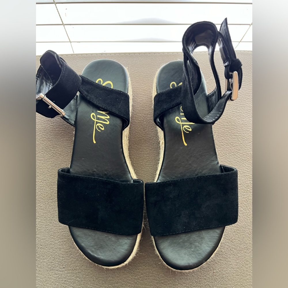 Open Toe Buckle Ankle Strap Espadrilles Flatform Casual Sandal
